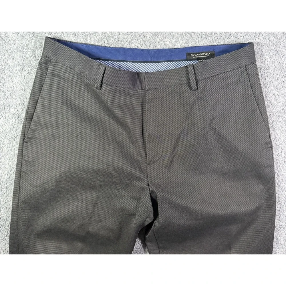 Banana Republic Dress Pants Mens 33 X 34 Gray Non Iron Modern Slim Fit Preppy
